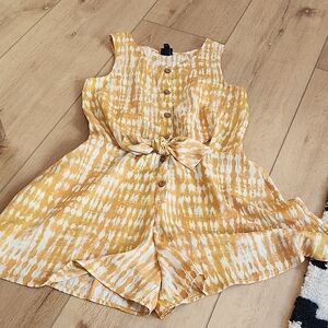 Yellow Tie-Dye Sleeveless Romper, large 10-12
